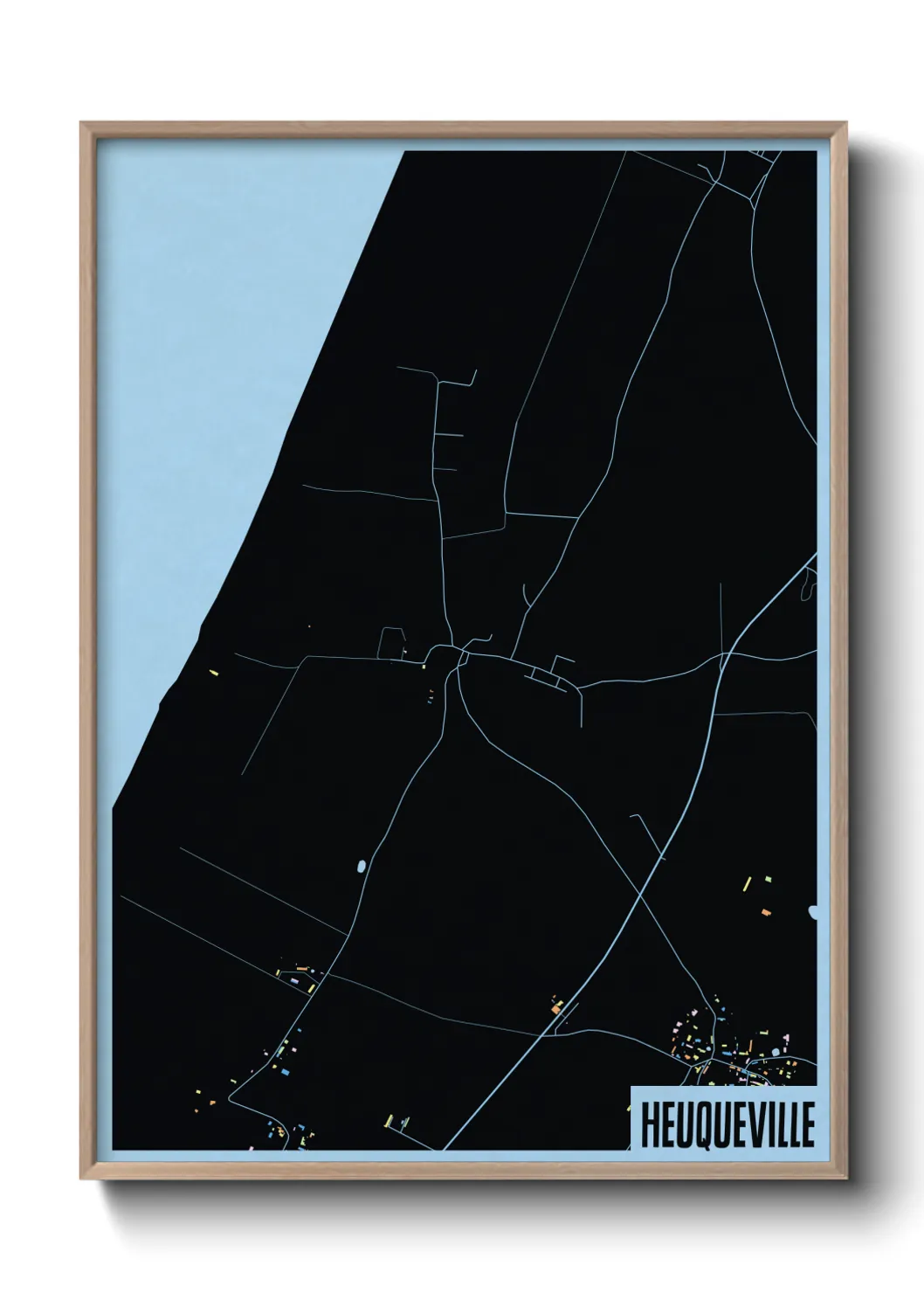 Une affiche de carte sur Heuqueville