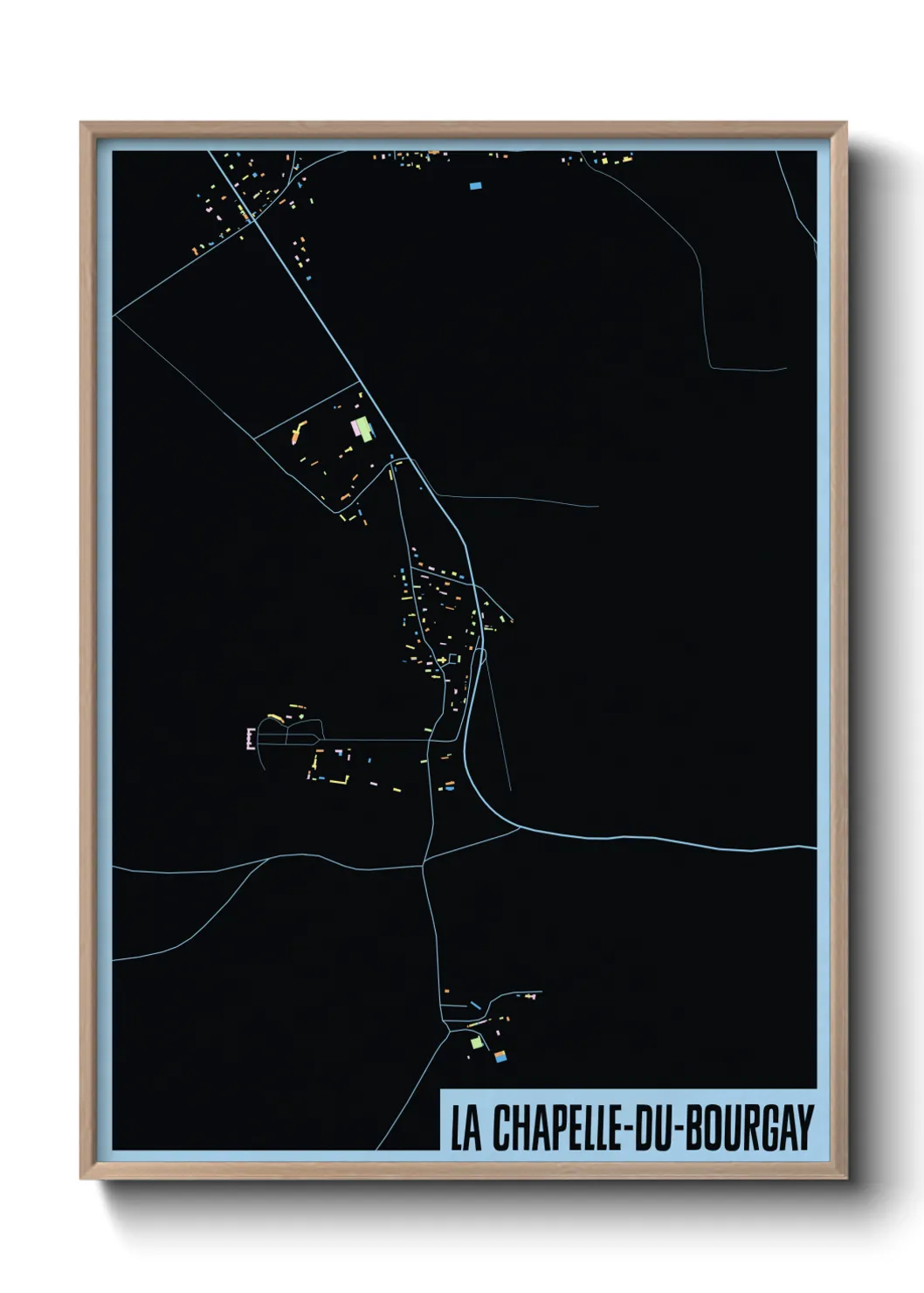 Une affiche de carte sur La Chapelle-du-Bourgay