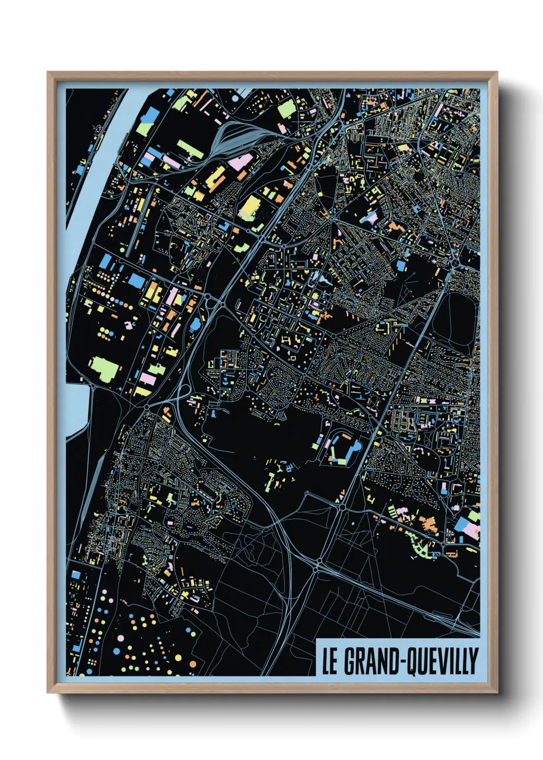 Une affiche de carte sur Le Grand-Quevilly