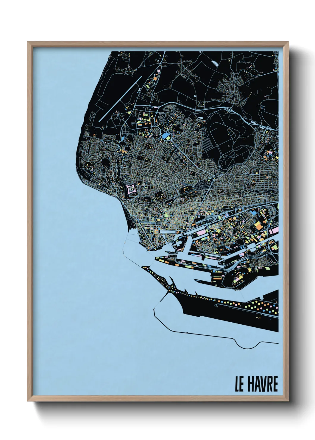 Une affiche de carte sur Le Havre