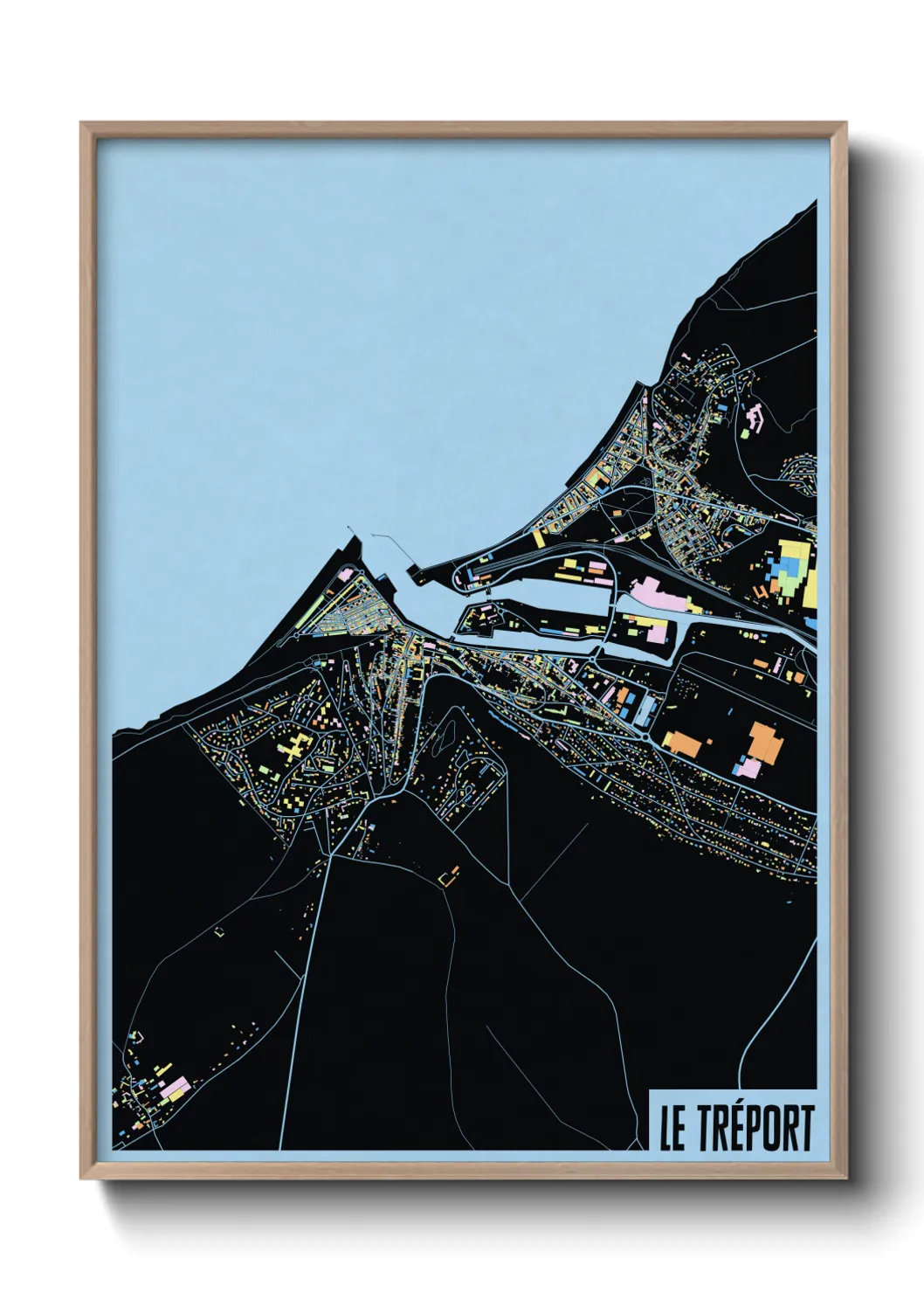 Une affiche de carte sur Le Tréport