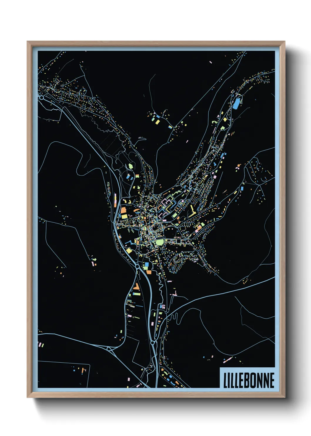 Une affiche de carte sur Lillebonne