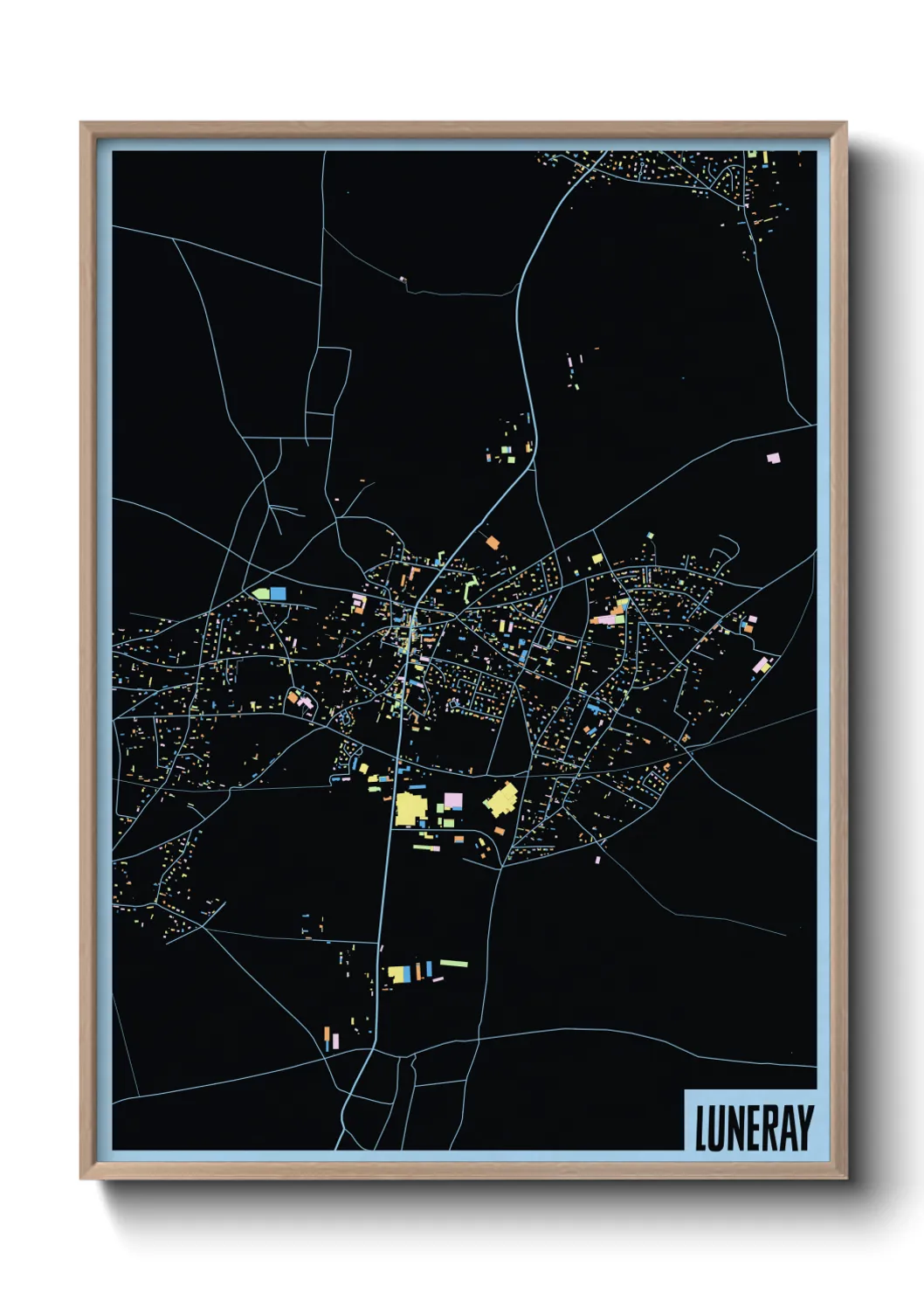 Une affiche de carte sur Luneray