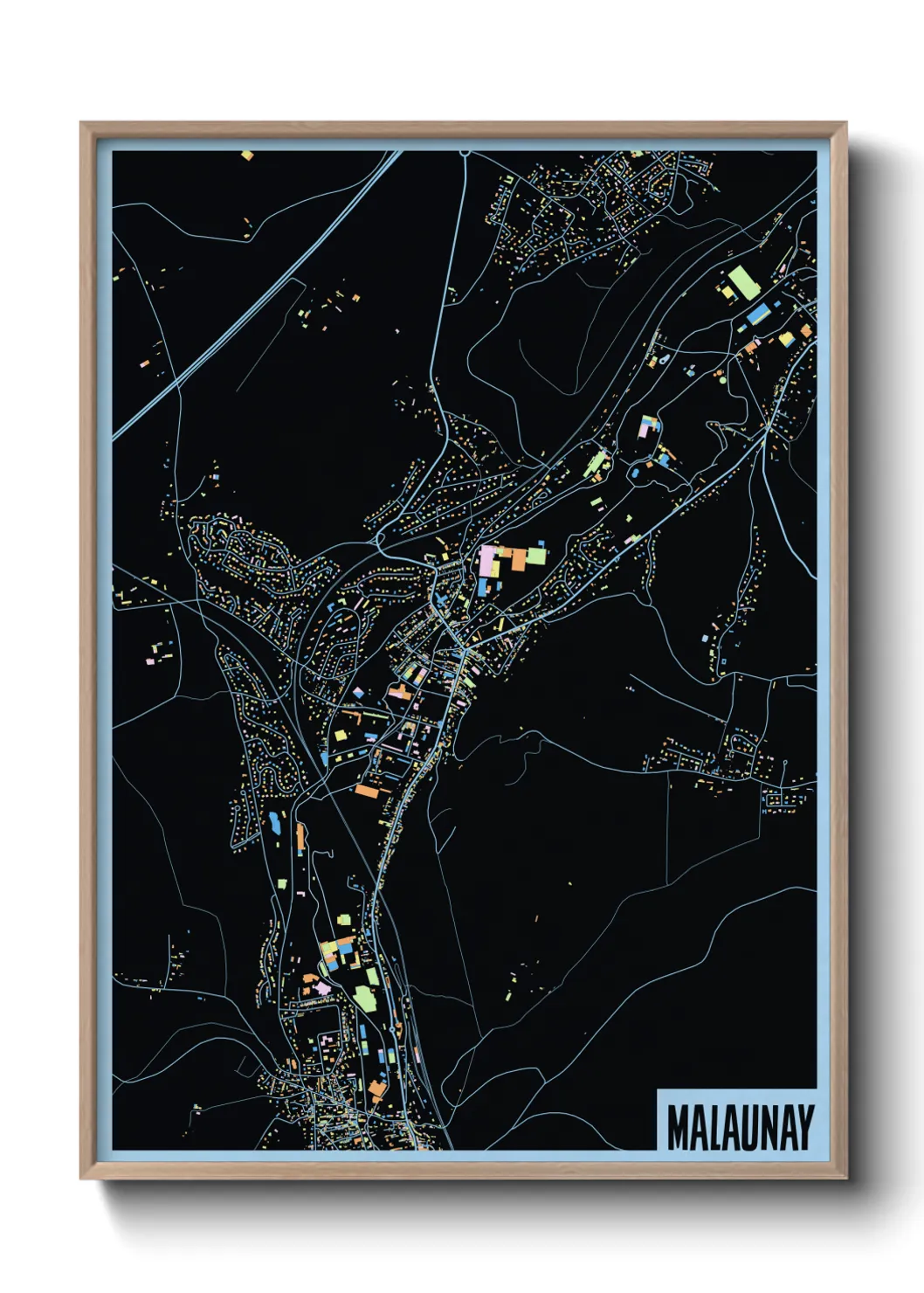 Une affiche de carte sur Malaunay