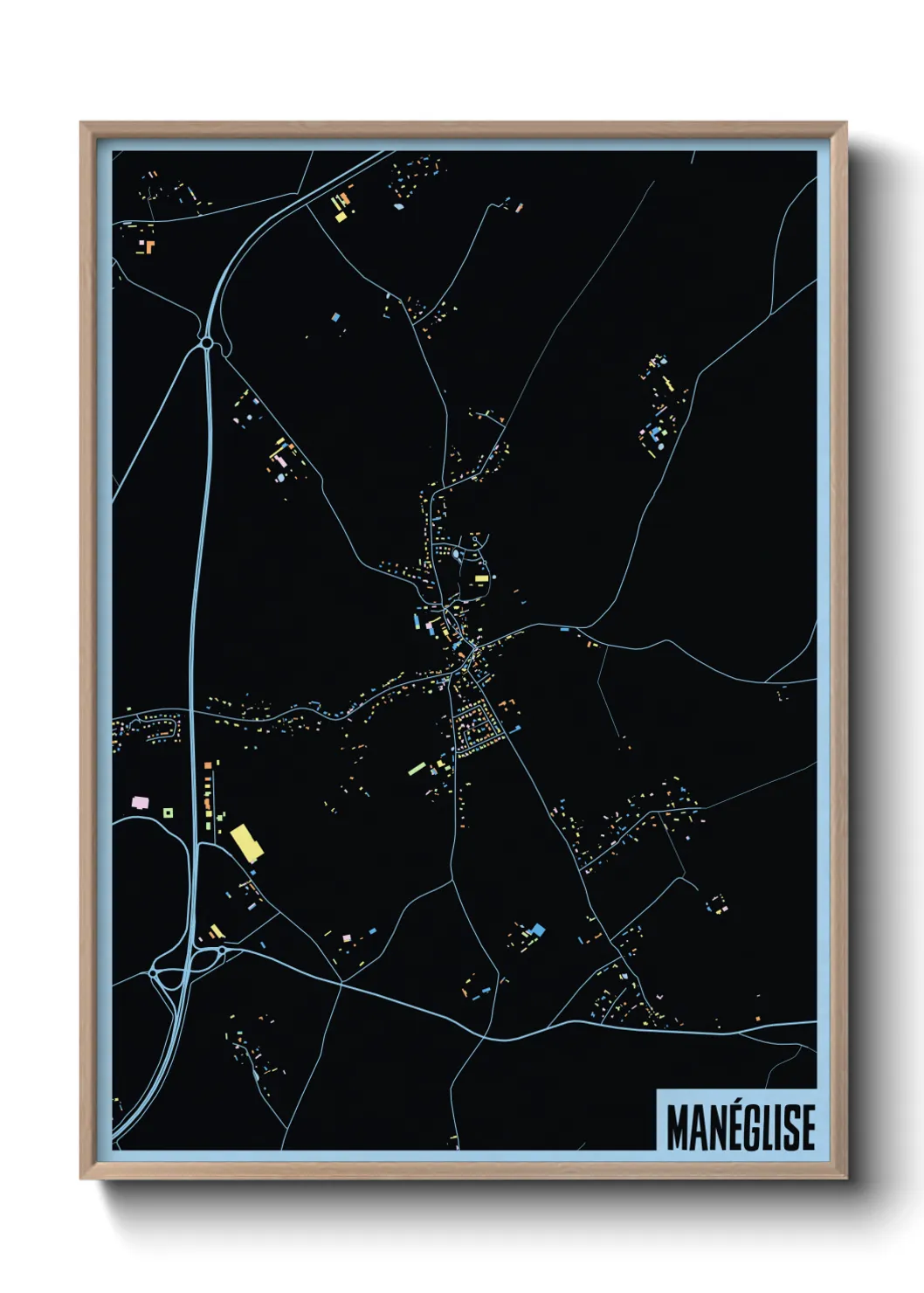 Une affiche de carte sur Manéglise