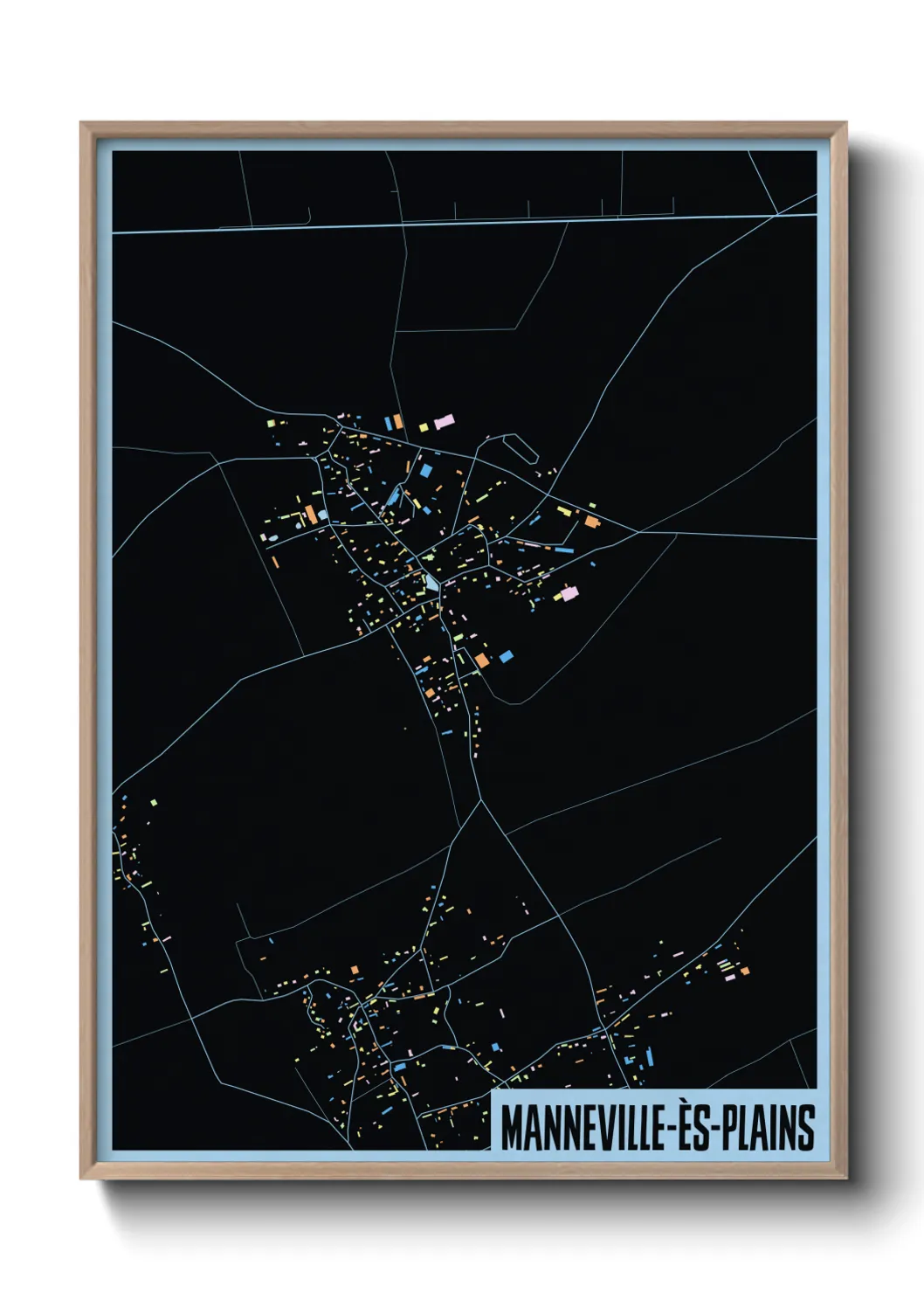 Une affiche de carte sur Manneville-ès-Plains