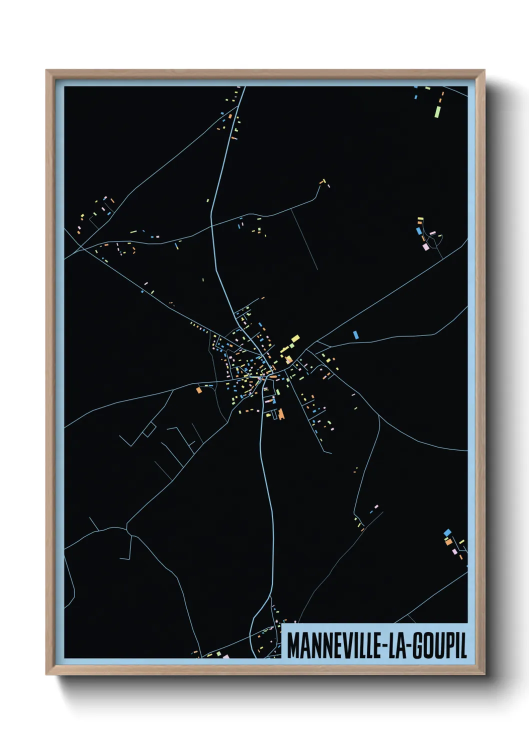 Une affiche de carte sur Manneville-la-Goupil