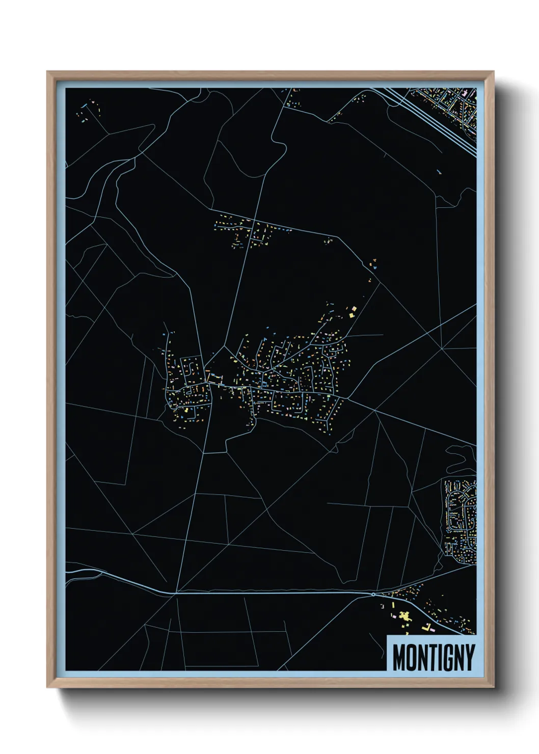Une affiche de carte sur Montigny