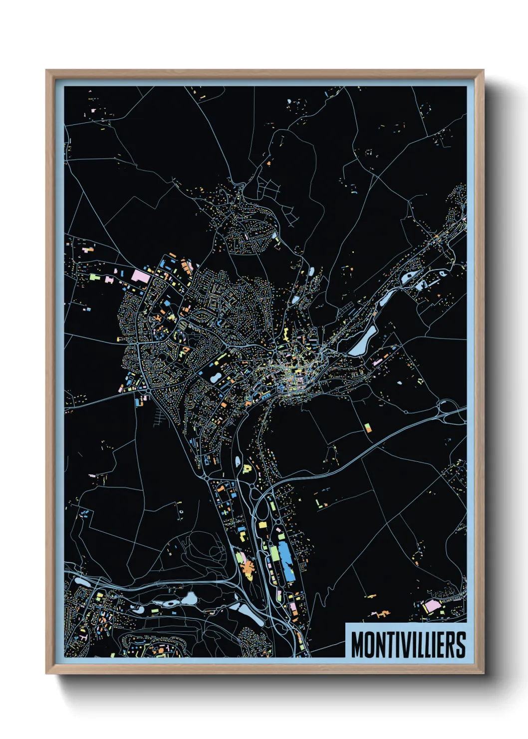 Une affiche de carte sur Montivilliers