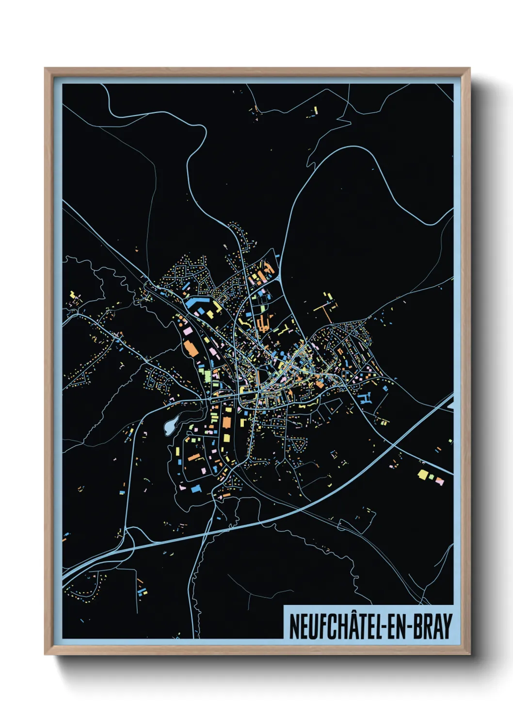 Une affiche de carte sur Neufchâtel-en-Bray