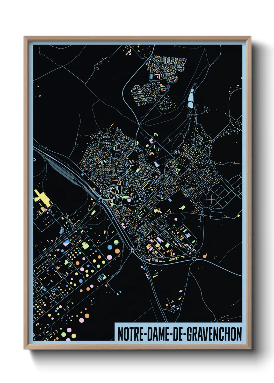 Une affiche de carte sur Notre-Dame-de-Gravenchon