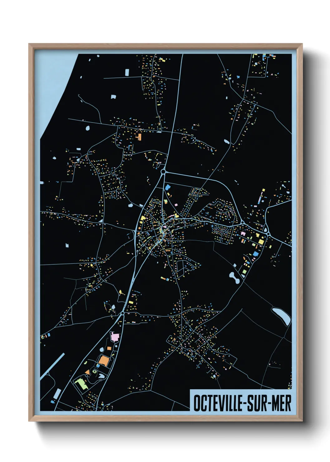 Une affiche de carte sur Octeville-sur-Mer