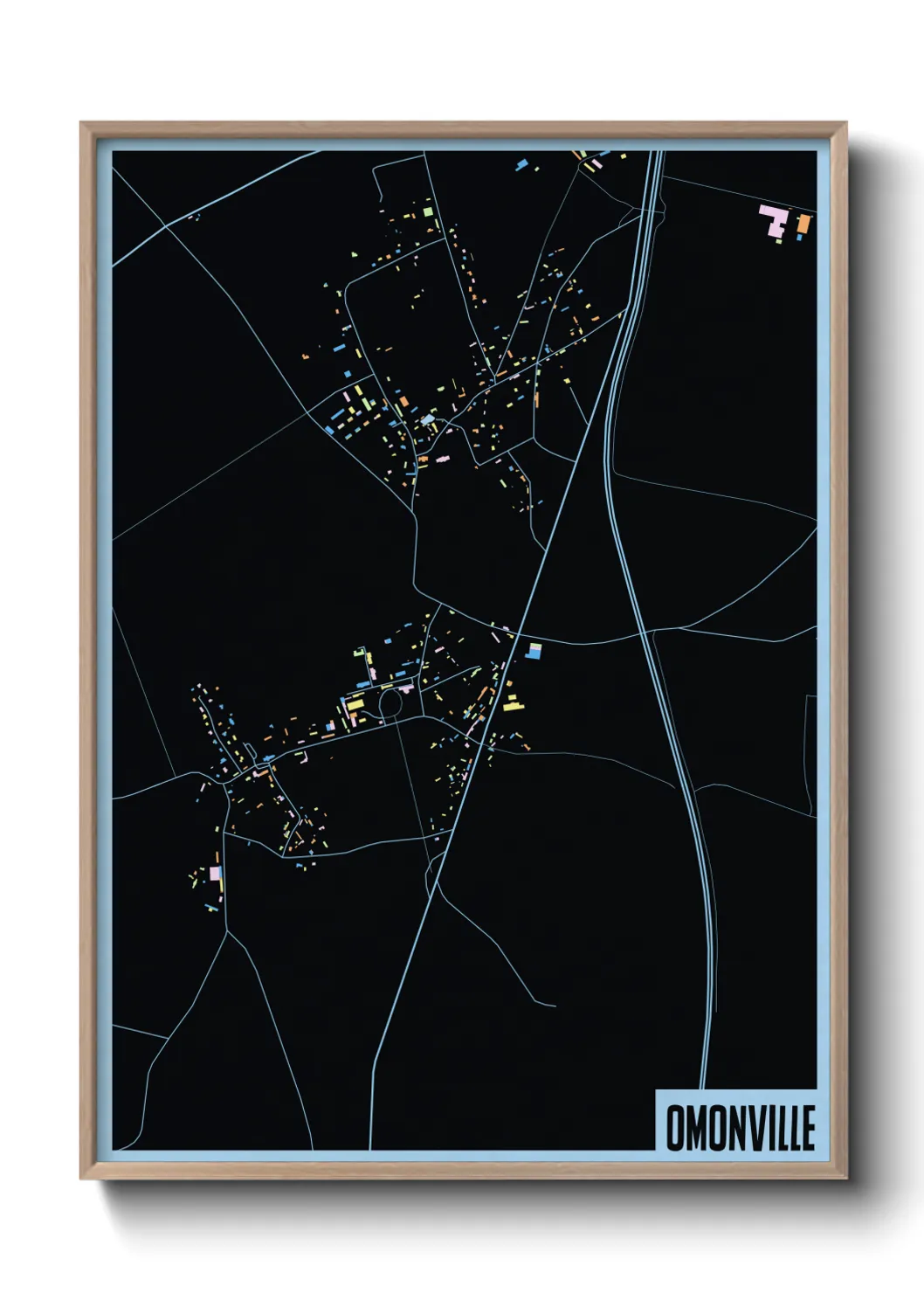 Une affiche de carte sur Omonville