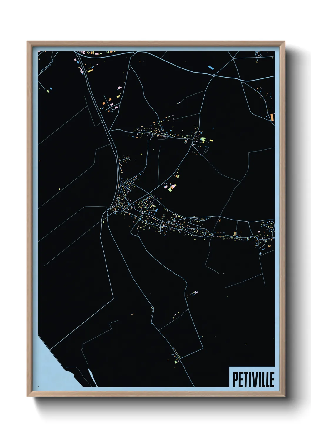 Une affiche de carte sur Petiville