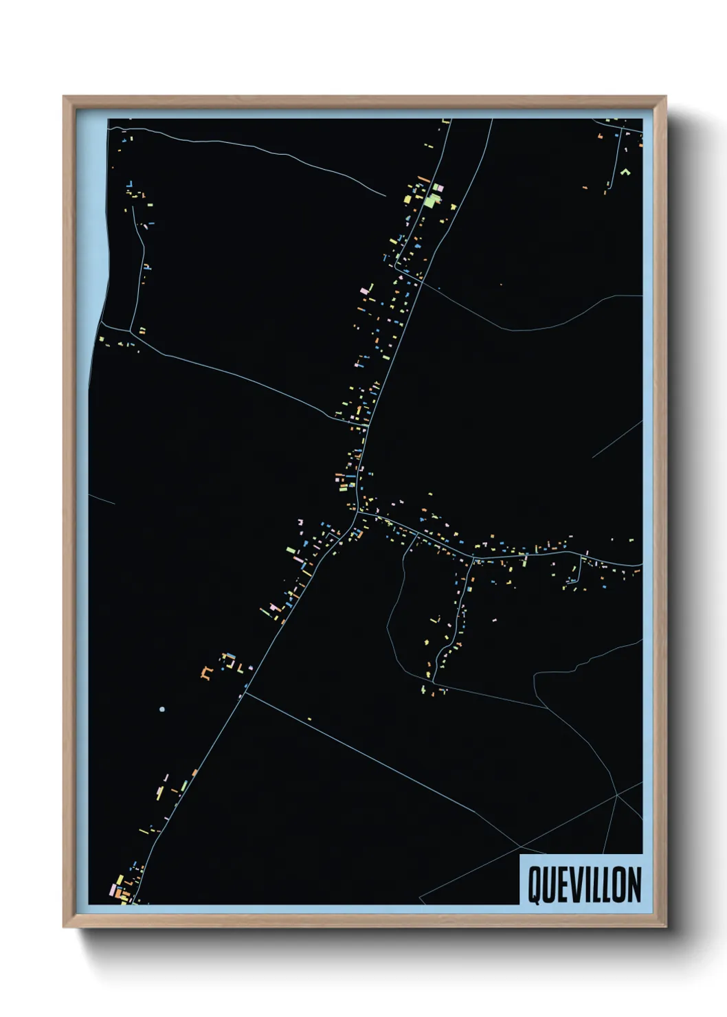 Une affiche de carte sur Quevillon