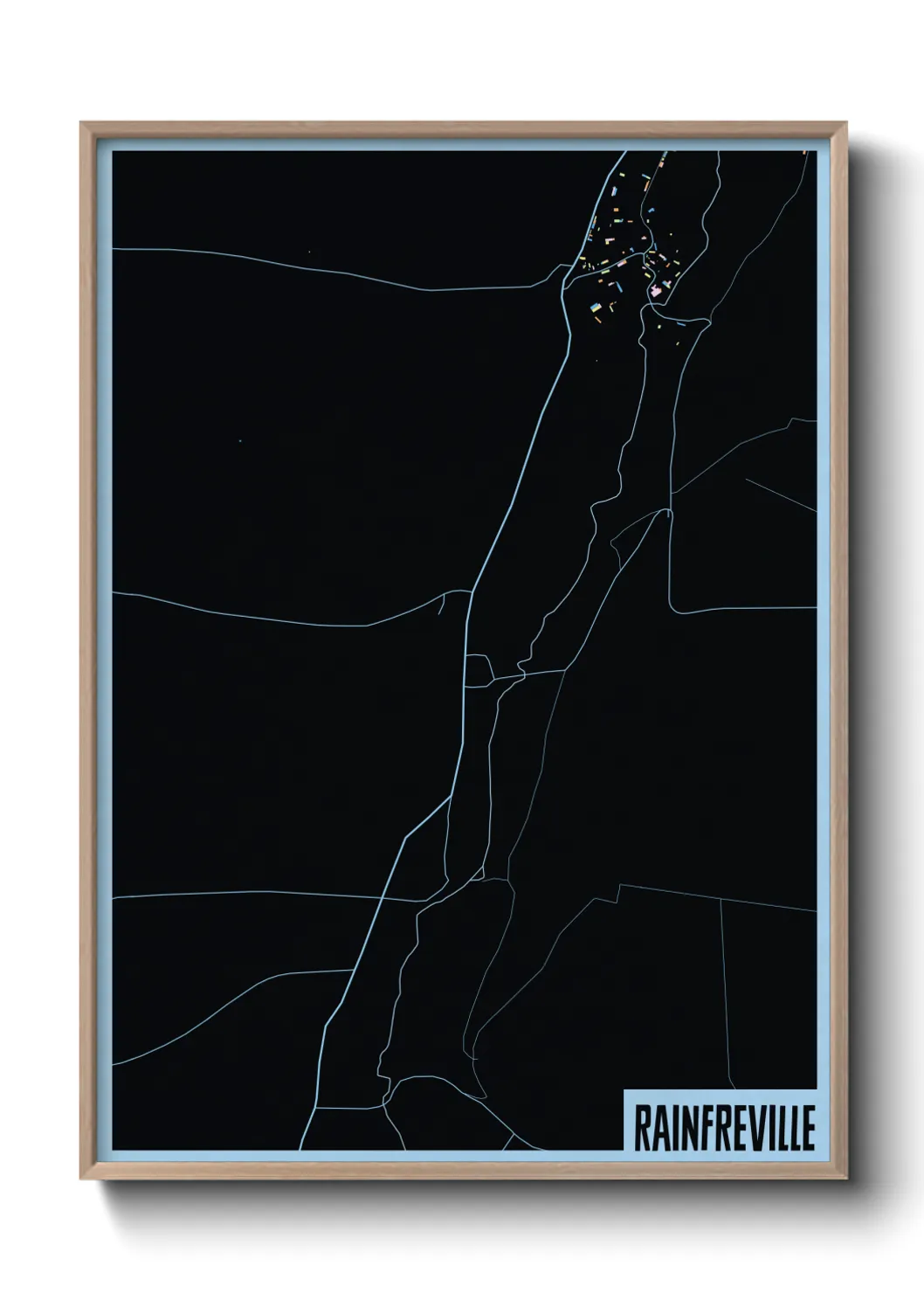 Une affiche de carte sur Rainfreville