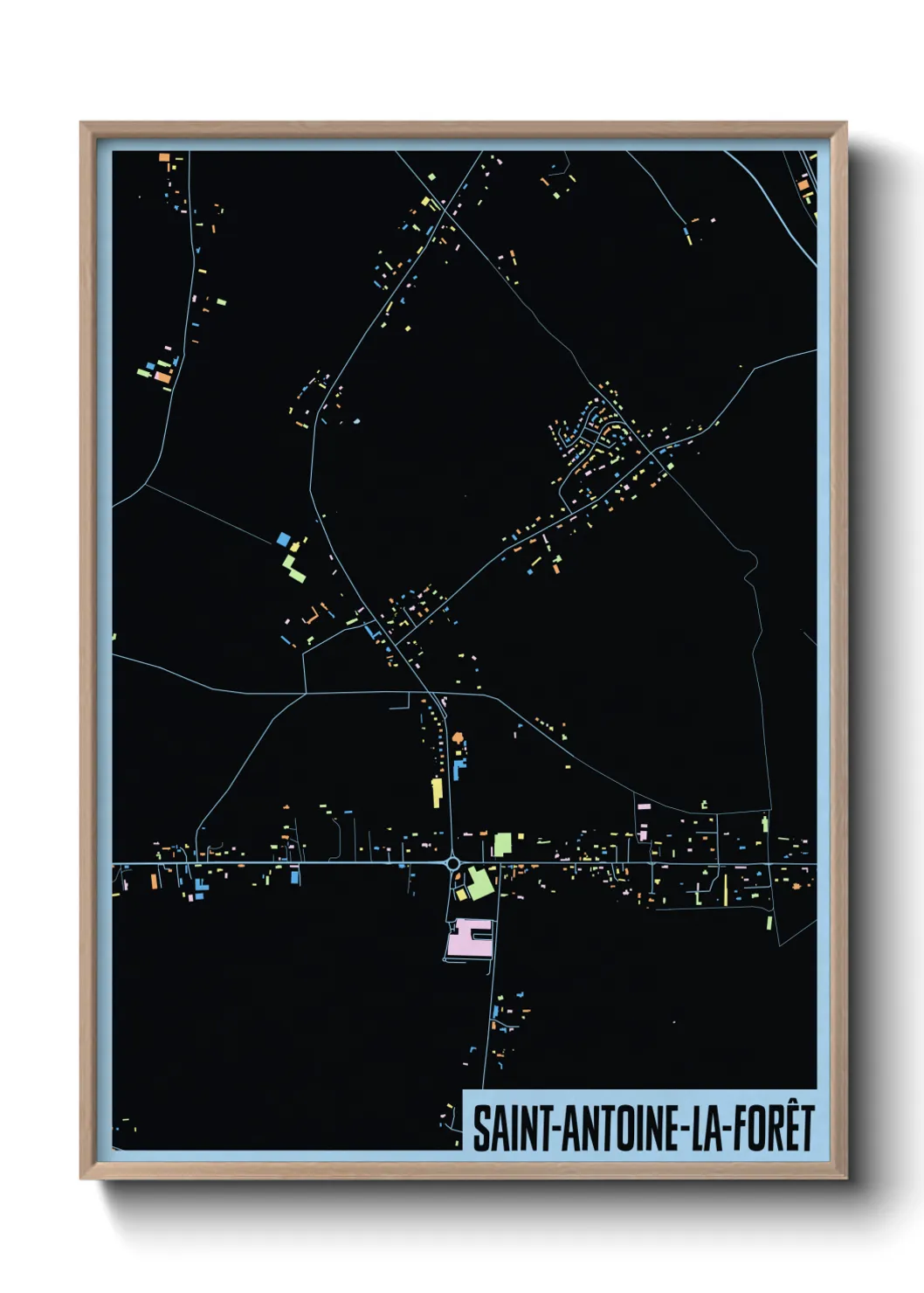 Une affiche de carte sur Saint-Antoine-la-Forêt