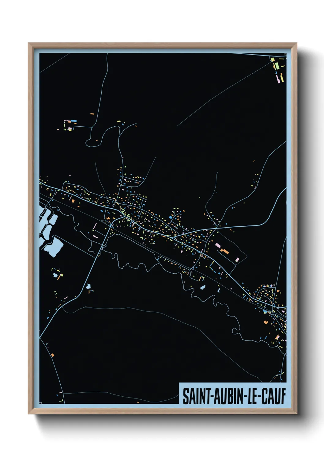 Une affiche de carte sur Saint-Aubin-le-Cauf