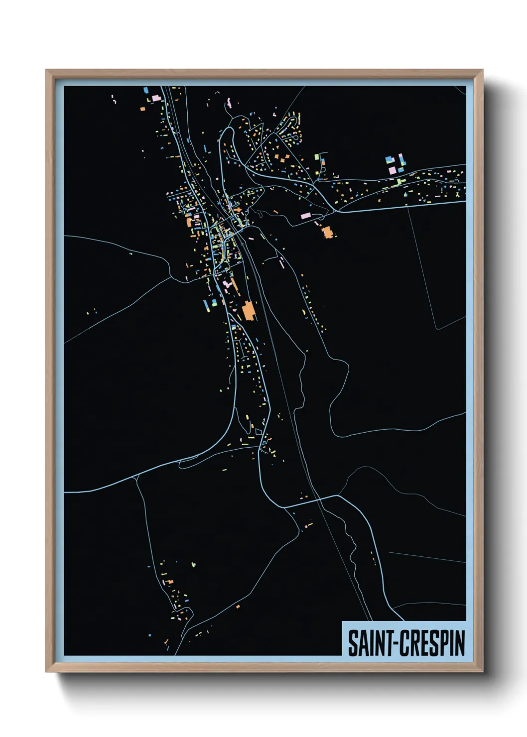 Une affiche de carte sur Saint-Crespin