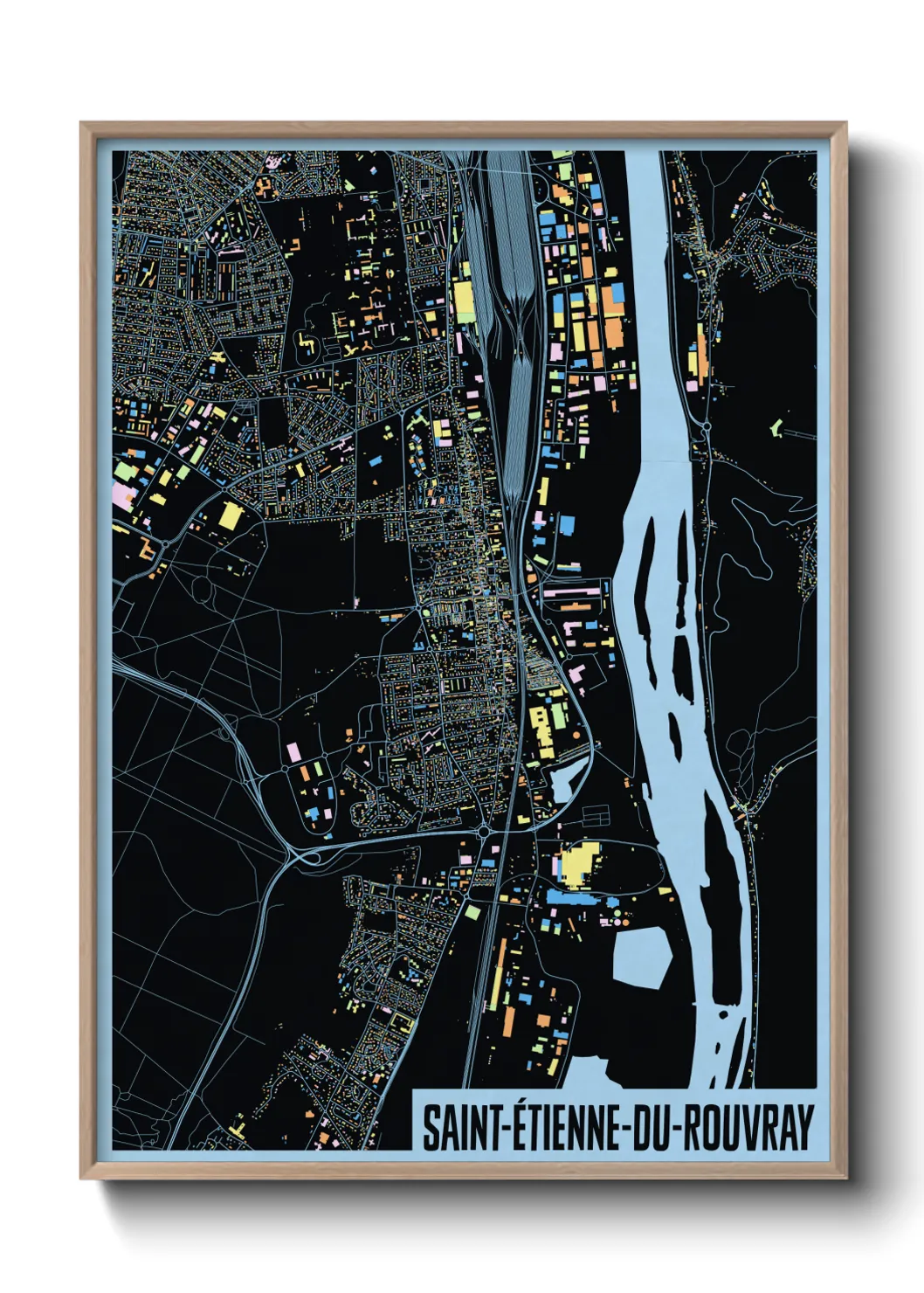 Une affiche de carte sur Saint-Étienne-du-Rouvray