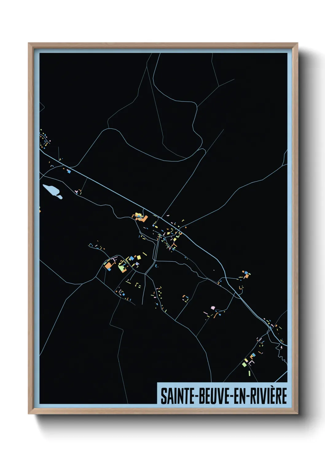 Une affiche de carte sur Sainte-Beuve-en-Rivière