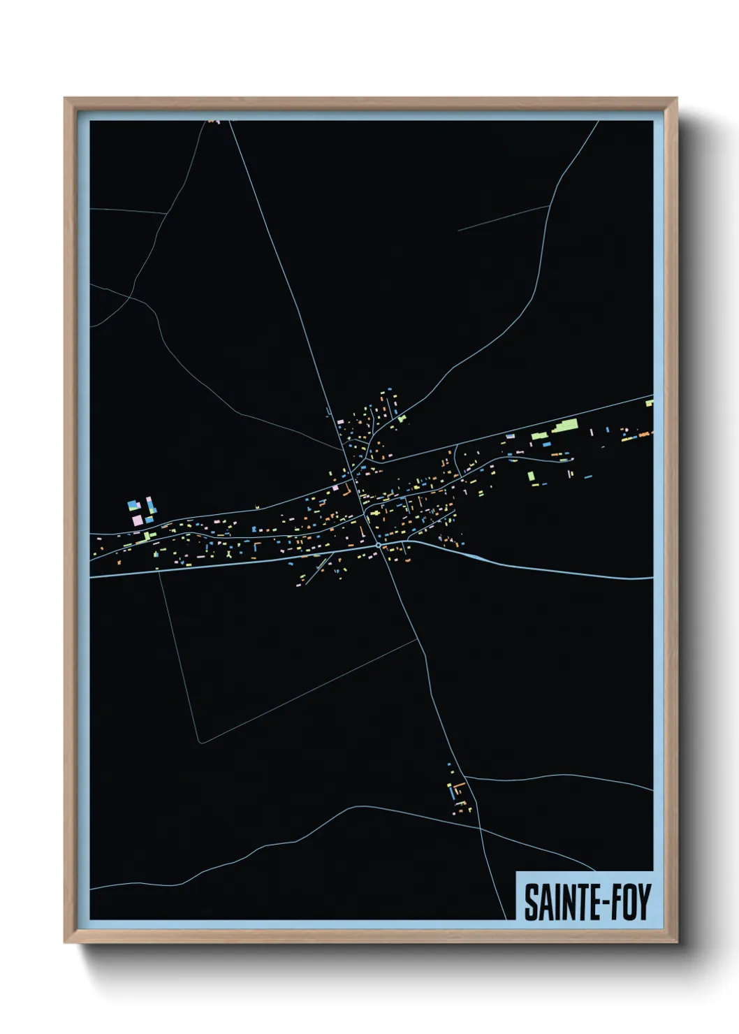 Une affiche de carte sur Sainte-Foy