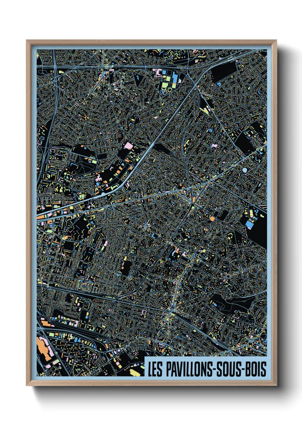 Une affiche de carte sur Les Pavillons-sous-Bois