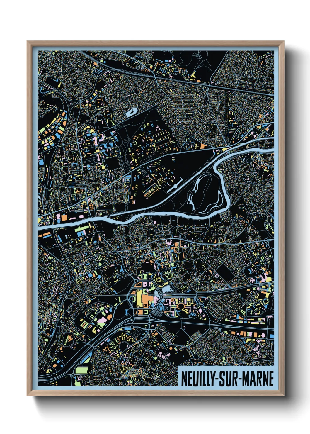 Une affiche de carte sur Neuilly-sur-Marne