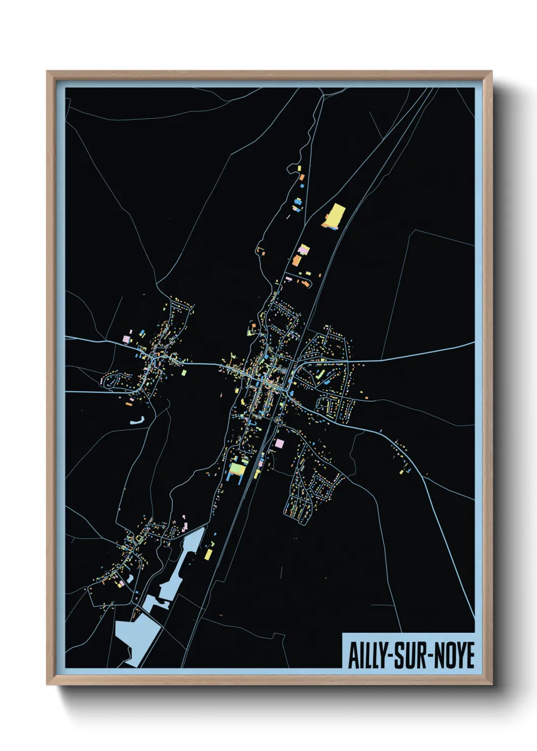 Une affiche de carte sur Ailly-sur-Noye