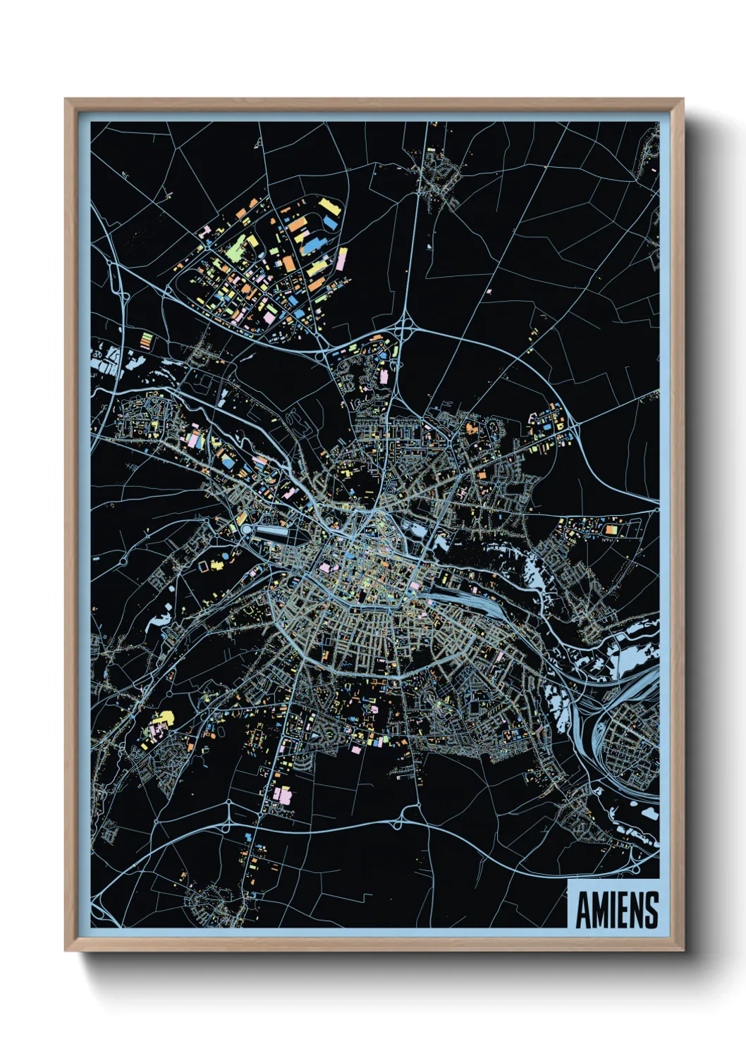 Une affiche de carte sur Amiens