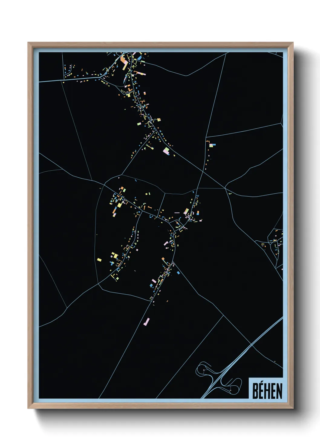 Une affiche de carte sur Béhen