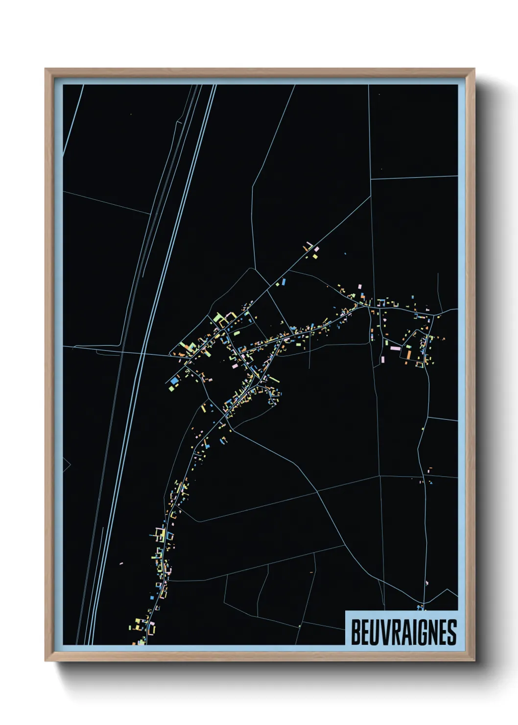 Une affiche de carte sur Beuvraignes