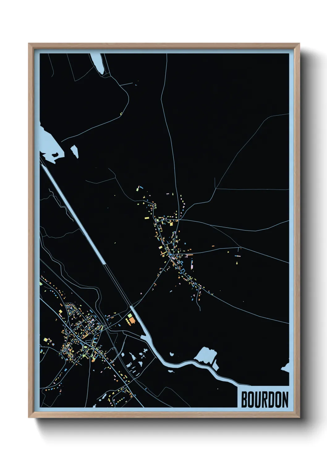 Une affiche de carte sur Bourdon