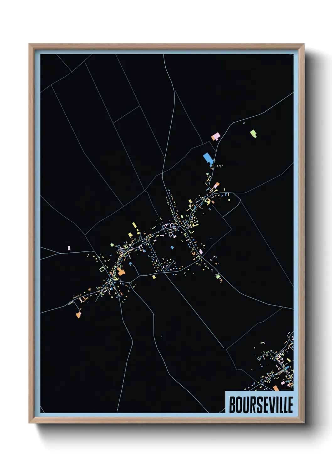 Une affiche de carte sur Bourseville