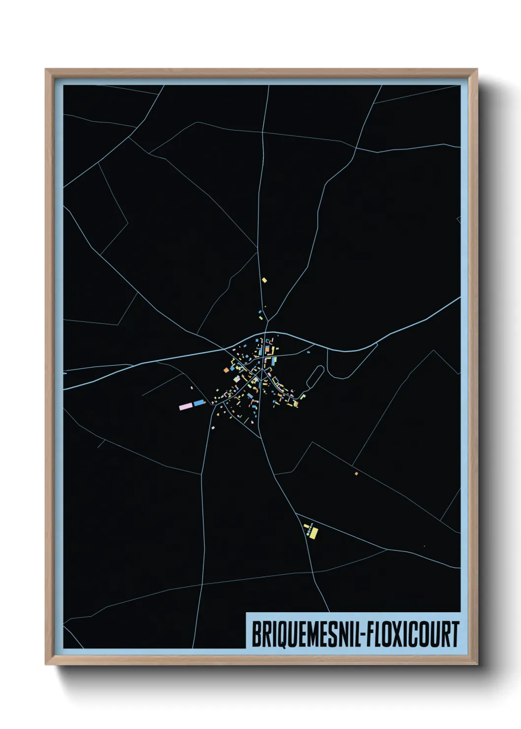 Une affiche de carte sur Briquemesnil-Floxicourt