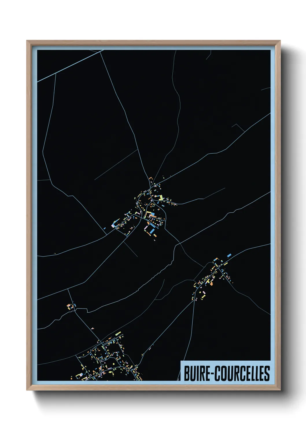 Une affiche de carte sur Buire-Courcelles