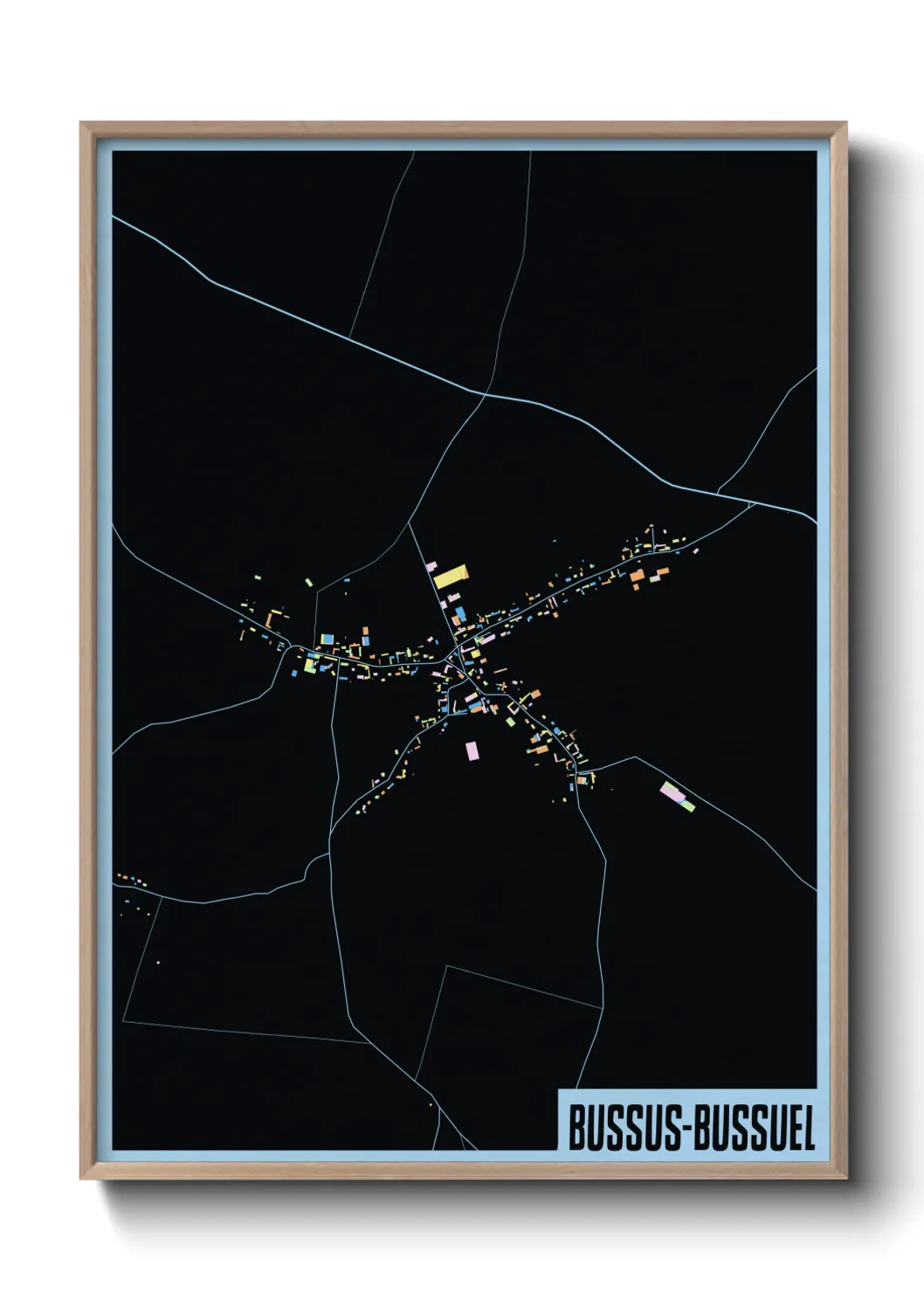 Une affiche de carte sur Bussus-Bussuel