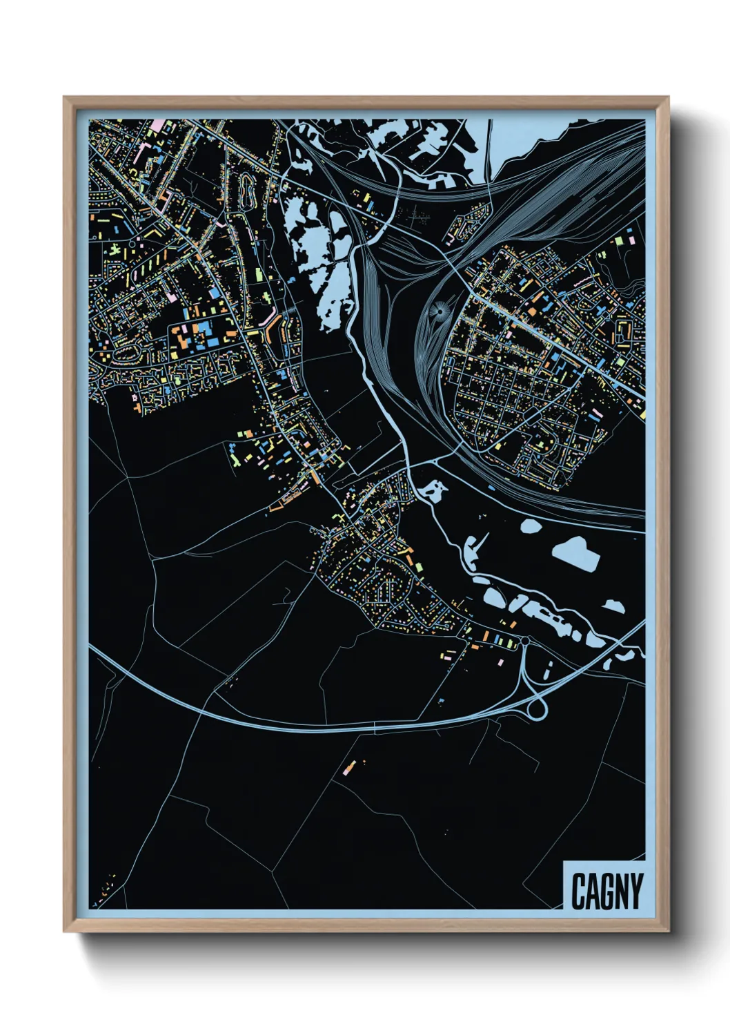 Une affiche de carte sur Cagny