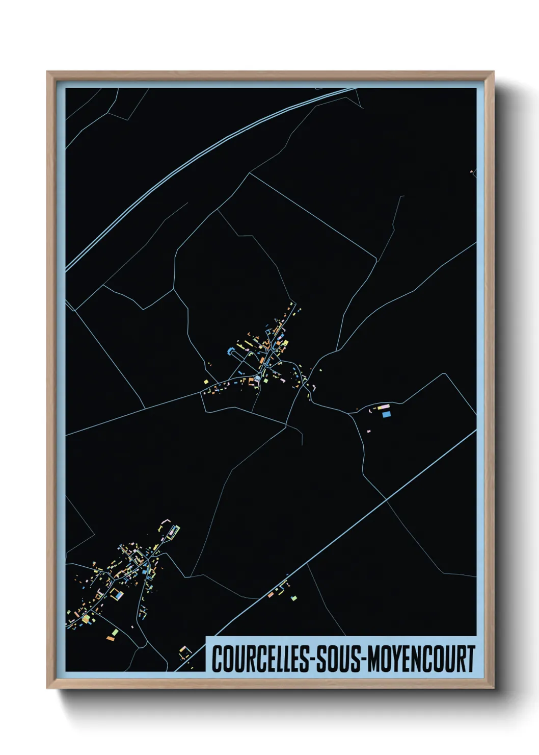 Une affiche de carte sur Courcelles-sous-Moyencourt