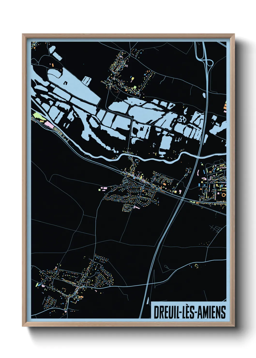 Une affiche de carte sur Dreuil-lès-Amiens