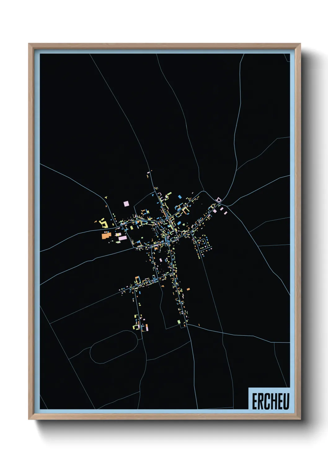 Une affiche de carte sur Ercheu