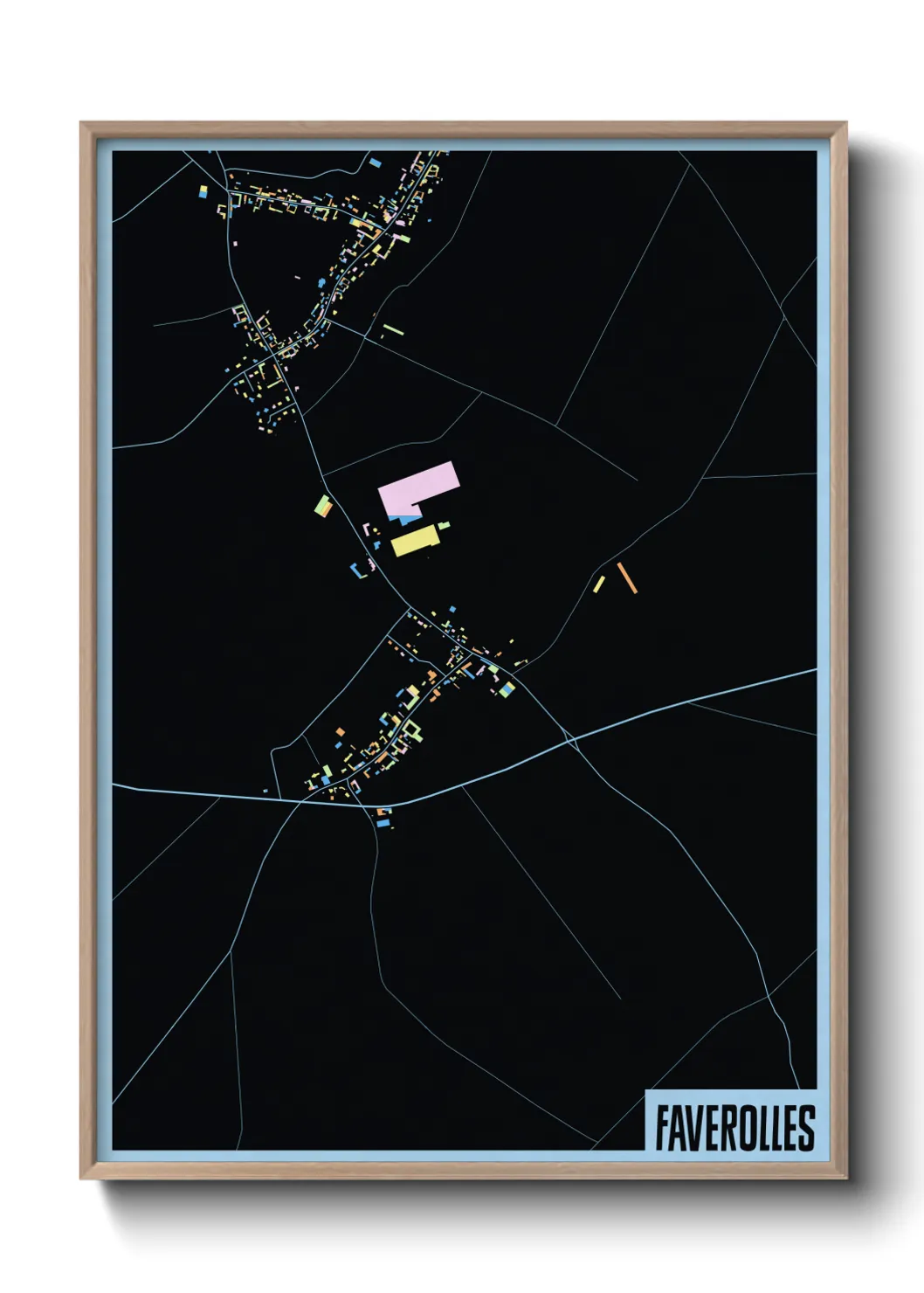 Une affiche de carte sur Faverolles