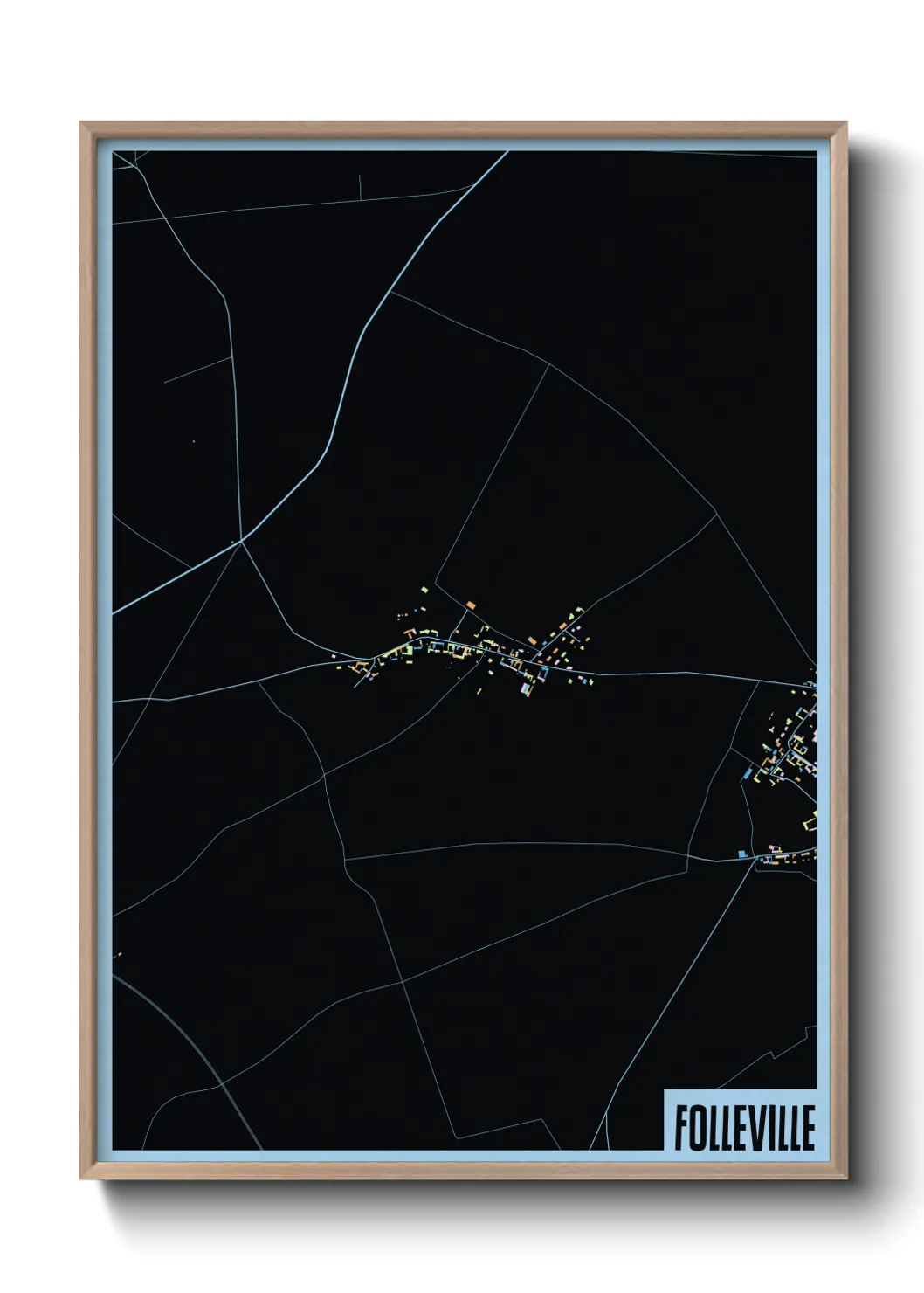 Une affiche de carte sur Folleville