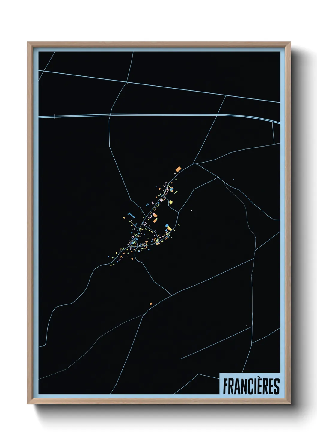 Une affiche de carte sur Francières