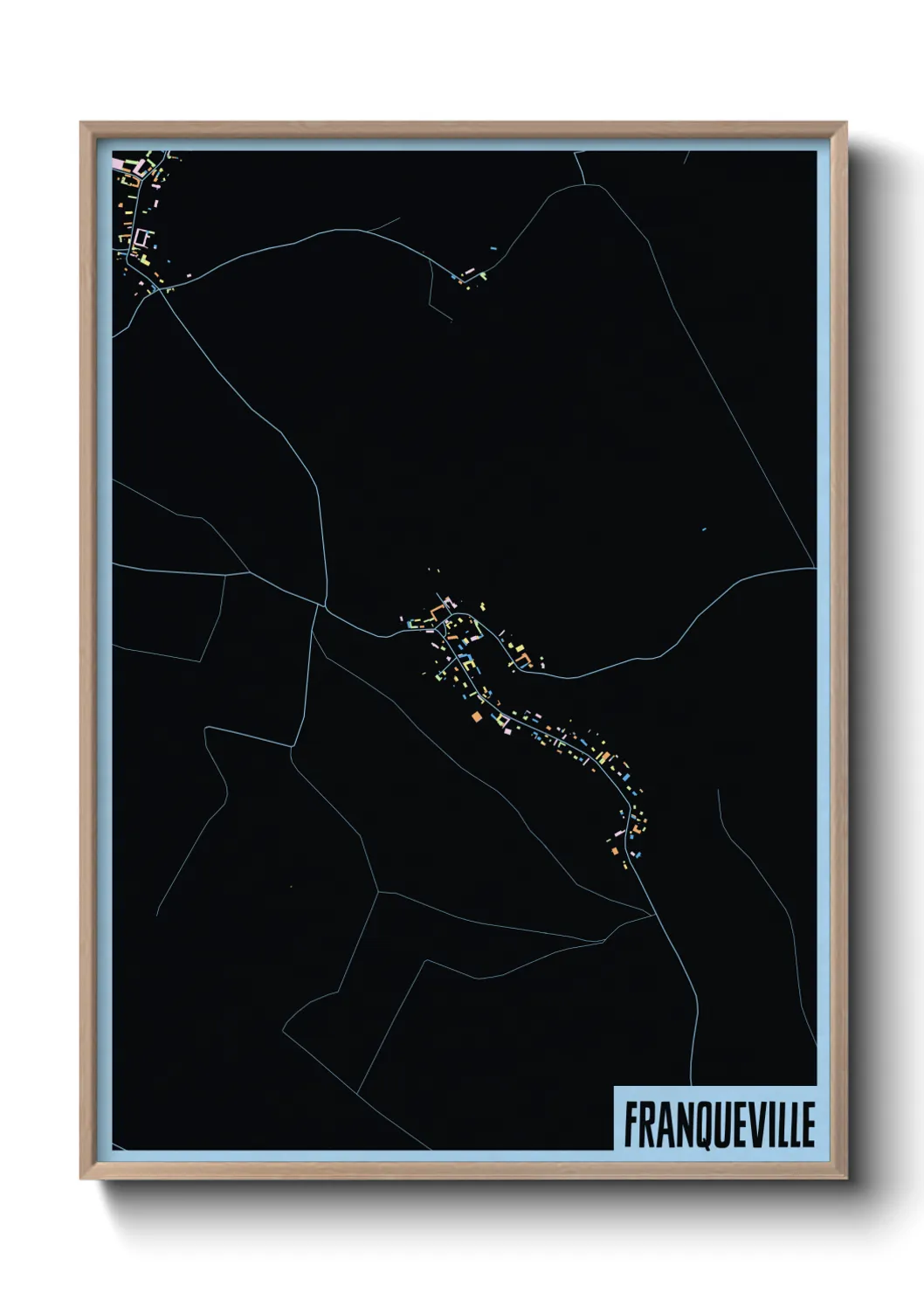 Une affiche de carte sur Franqueville