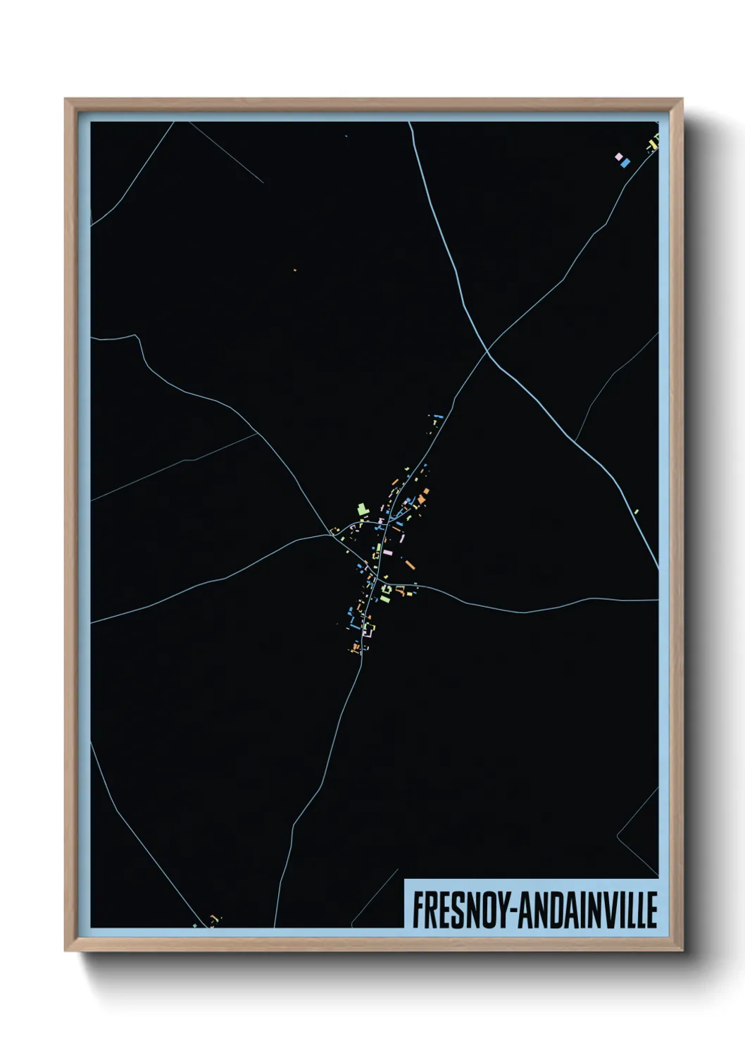 Une affiche de carte sur Fresnoy-Andainville