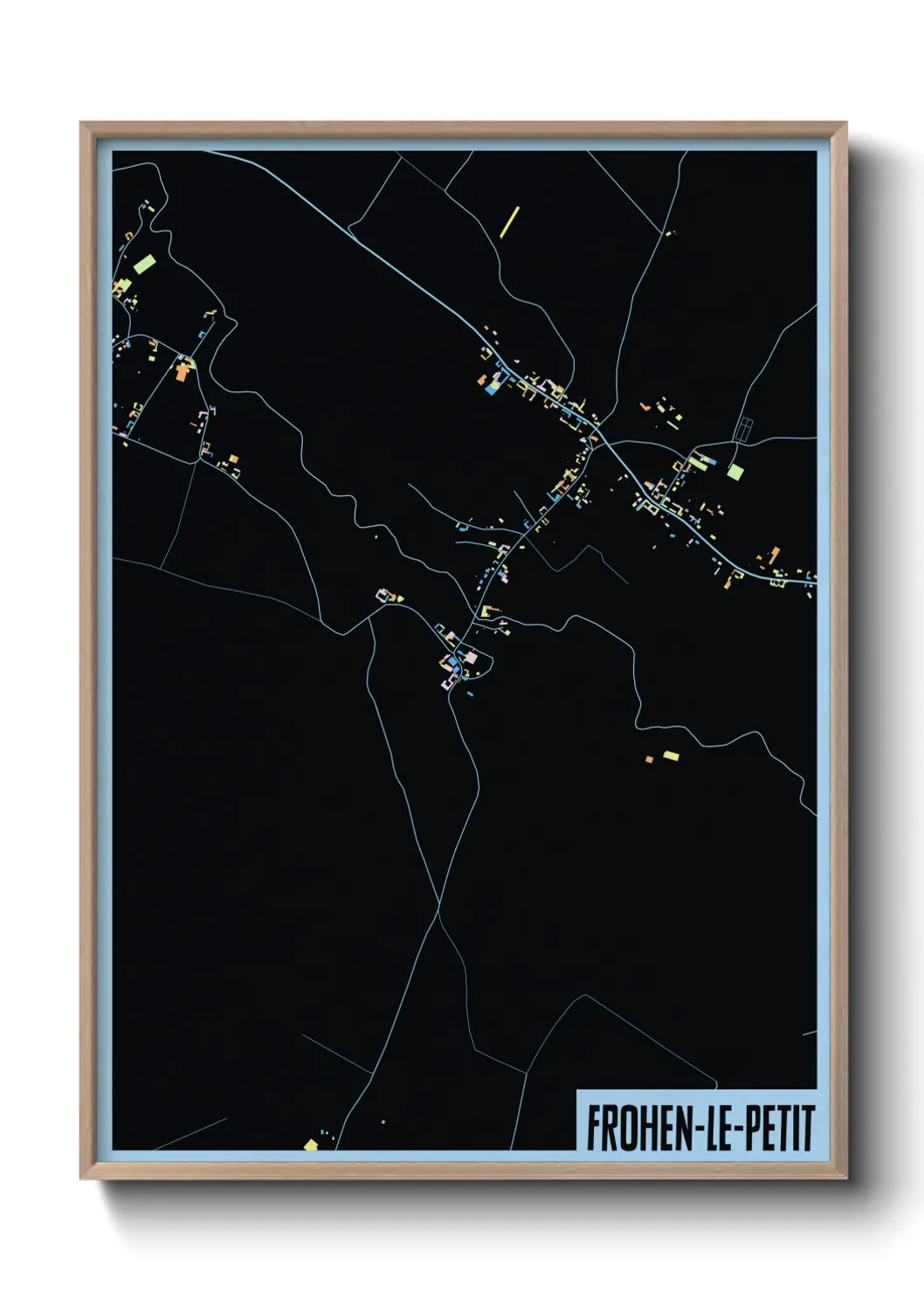 Une affiche de carte sur Frohen-le-Petit