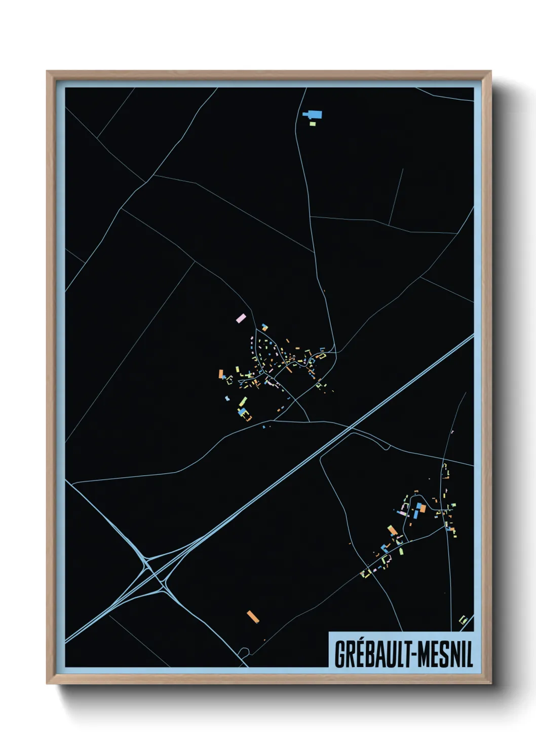 Une affiche de carte sur Grébault-Mesnil