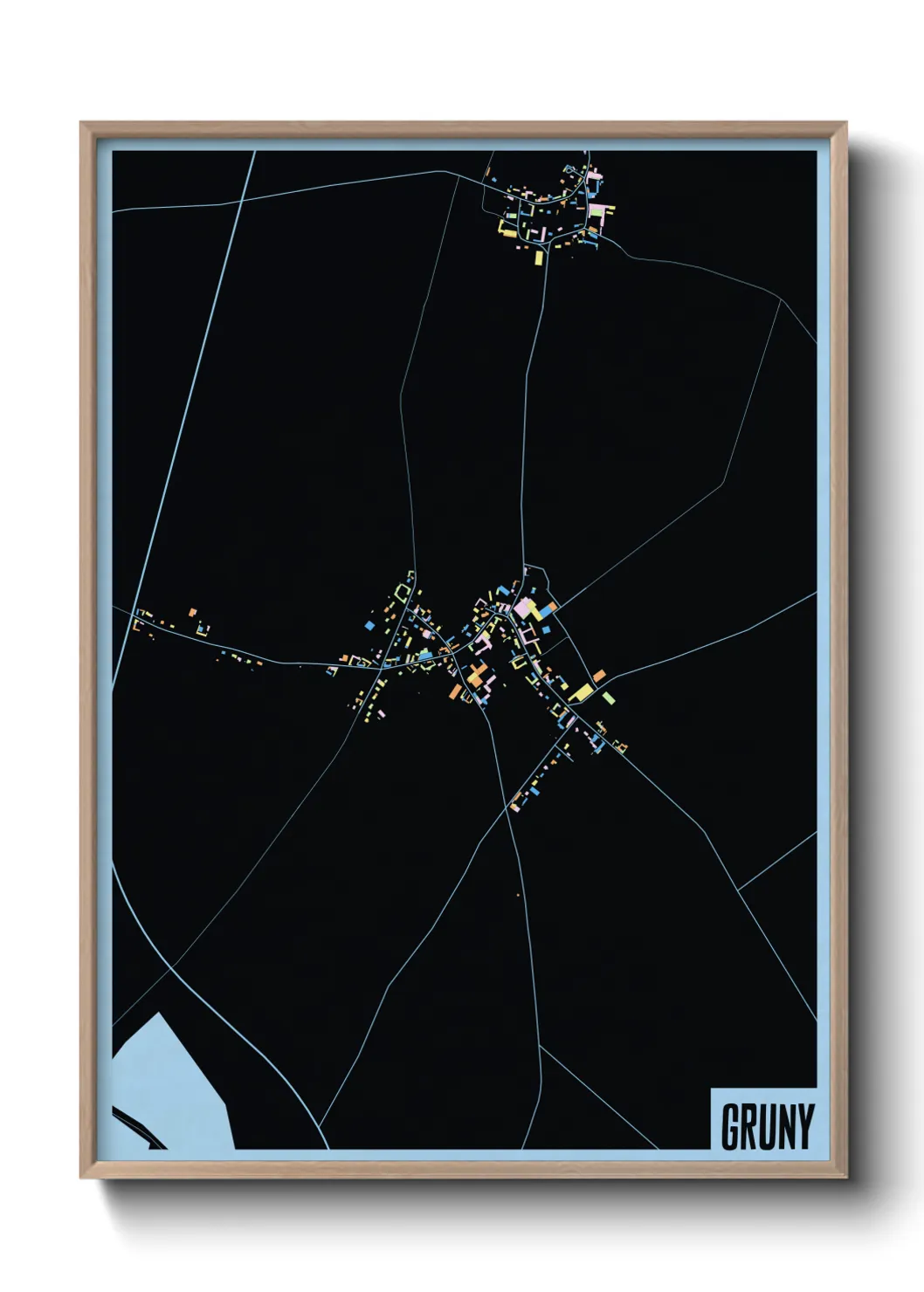 Une affiche de carte sur Gruny