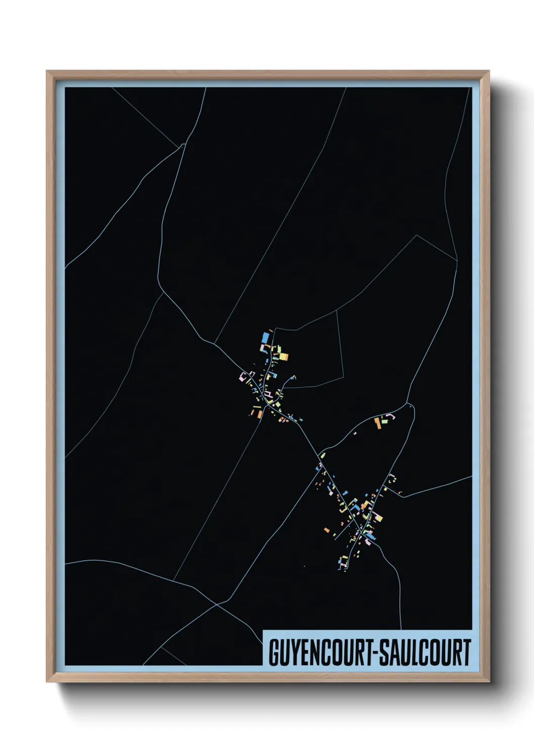 Une affiche de carte sur Guyencourt-Saulcourt